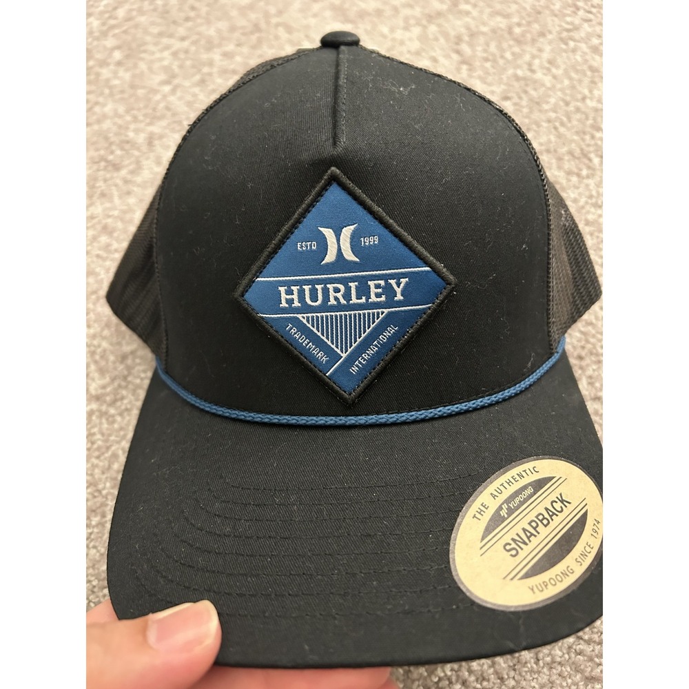 Hurley Triad 2.0 Trucker Hat Mens OS Black NEW Snapback Mesh Logo Patch Cap - Picture 9 of 11